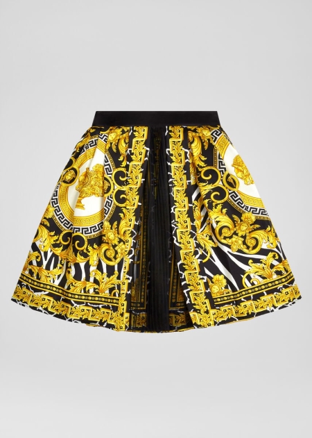 Versace Savage Barocco Print Silk Kjol Tjej - 782054BRK